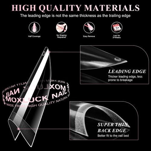 Moxluck Stiletto Nail Tips,Soft Gel Almond Half Cover False Nails Clear Acrylic Press on Nails 120Pcs,Soft Gel Nail Tips Extension False Tips for Nail Salons and DIY Nail Tips Art at Home