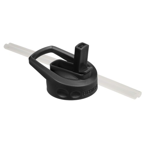 FIFTY/FIFTY A68002BK0 Wide Mouth Cap Lid Water Bottle with Straw, Black