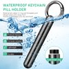 TISUR Keychain Pill Holder,Titanium Pill Case Portable Waterproof Pill Organizer Black Vitamin Container, EDC Pill Box Pill Bottle for Pocket Purse Daily Travel Outdoor（Long Tiny Pill Case Black）