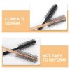 Healeved Small Round Hair Brush for Blow Drying Small Round Brush with Wood Handle and Nylon Bristles Curling Brush Hair Styling Brush for Short Hair Bangs and Men's Beards