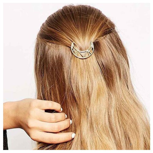 Iaceble Boho Half Moon Hair Clips Hairpin Gold Crescent Hairclip Barrette Hollow Moon Hairpin Barrette Minimalist Geometric Head Clips Hair Accessories for Women and Girl Headdress