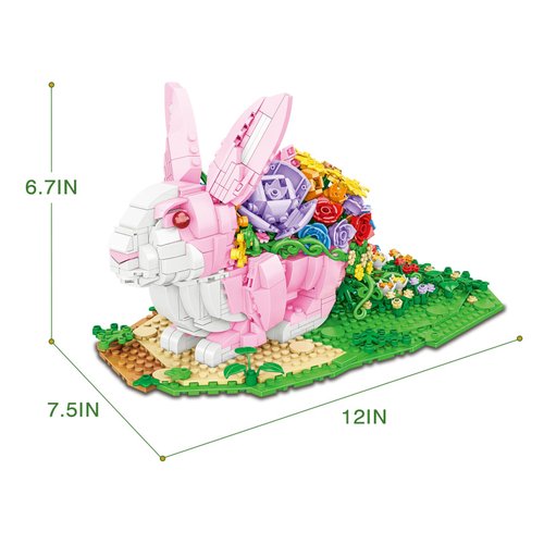 ZYLEGEN Rabbit Flower Animal Toy Building Set,Bunny Flower Toy Building Sets,Botanical Collection Ideal Gift for Animal Lovers,Buildable Toys, Party Favors for Kids(935Pcs)