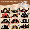 Funtery 48 Pcs Pirate Hat Pirate Party Accessories Kids Paper Pirate Costume Cap for Halloween Caribbean Cosplay(Classic)