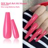AddFavor Long Press on Nails Full Cover Extra Long XXXL Glossy Hot Pink Coffin Press on Fake Nails Acrylic Artificial False Nail Tips 12 Sizes 120pcs for Women Nail Art