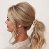 Fashey Pearl Hair Ties Beige Elastic Ponytail Holder 3 Pcs Rhinestone Hair Scrunchies Beaded Set Hairband Stretchy Hair Accessories for Women (type B)
