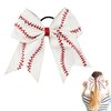 Leather Baseball Hair Bows 7 inch,Baseball Cheer Hair Bows for Girls,Elastics Hair Ties Bands Ponytail Holder Ribbon Accessories,Sports Baseball Gifts for Girls,Baseball Hair Accessories for Girls
