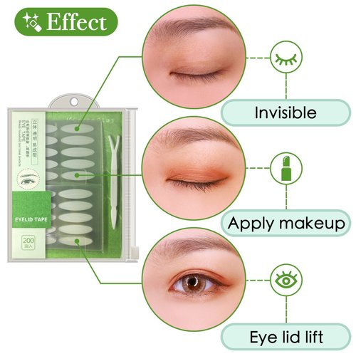 200 pairs Natural invisible One Side Eyelid Tape Stickers Waterproof Breathable Self-Adhesive Eyelid Lift Strip, Instant Eye Lift without Surgery, Perfect for Uneven Droopy Hooded eyelids