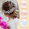 Oriamour Wedding Headband Bridal Headpiece Flower Design With Genuine Freshwater Pearls And Ribbons Hair Accessories For Bride (Rose Gold)