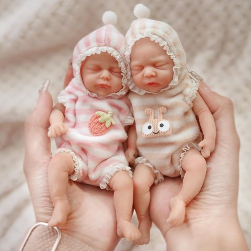 Mire & Mire Reborn Baby Dolls 6 Inch Mini Twin Silicone Baby Dolls with Clothes and Feeding Accessories, Realistic Reborn Dolls, Girls and Boys