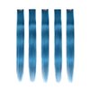 Winsky Deep-sea Blue Hair Extensions Girls Clip in Human Hair - 100% Straight Party Highlights Clip on Colored Hair Extensions 5 Pieces/Set (18inch,Deep-sea Blue)