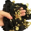 XHBTS Multi-Row Gold Coins Belly Dance Wrap & Hip Scarf, Gold Sequins Head Chain Jewelry Festival Halloween Prom Costume Hair Accessories Headbands Headpieces for Women and Girls,black