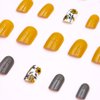Square Fake Nails Short Press On Nails Fall False Nails With Flower Leaf Designs Brown Nails Press On s Full Cover Stick On Nails Short Acrylic Nails Glossy Glue On Nails For Women 24Pcs