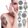 Kotbs 8 Sheets Black Henna Tattoos, Realistic Temporary Tattoos for Women Girls, Lace Mehndi Mandala Lotus Feather Dreamcatcher Pattern Fake Tattoo