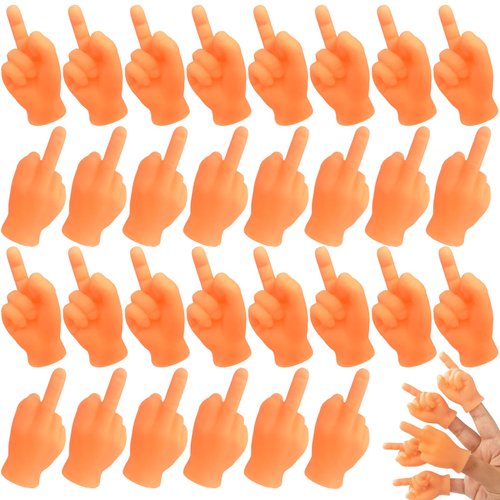 30 Pcs Middle Finger Puppet,Miniature Small Funny Hand puppets,Rubber Little Tiny Finger Hands for Halloween,Christmas,games,parties