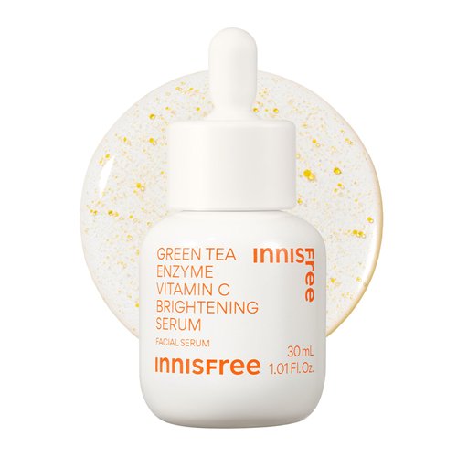 innisfree Green Tea Enzyme Vitamin C Brightening Serum for Dark Spot Fading, Korean Face Vitamin C Serum for Glow