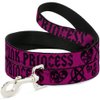 Dog Leash Punk Princess Fuchsia Black 4 Feet Long 0.5 Inch Wide