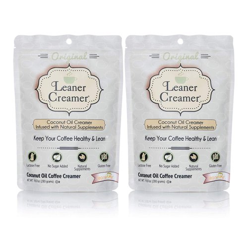 Leaner Creamer Natural Coconut Oil Based Coffee Creamer - Original (280 Gram Refill Pouch) | Pack of 2