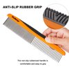 Cafhelp Metal Dog Comb, Cat Comb with Rounded and Smooth Ends Stainless Steel Teeth and NonSlip Grip Handle, Professional Dog Grooming Tools for Removes Tangles and Knots, Greyhound Comb, Pet Comb