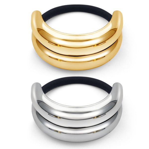 TUCEWP 2Pcs Metal Hair Ties Gold Silver Ponytail Hair Cuff Gothic Punk Elastic Hair Band Glossy Decorative Ponytail Holder for Think Thin Long Hair Ropes Bulk Fashion Hair Accessories for Women Girls