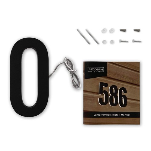 LN LUMANUMBERS 5 Inch House Numbers, Stainless Steel, Premium Quality, Backlit LED Illuminated Home Address Number, Lighted House Numbers, Modern Address Numbers (1, Black)