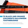 Tess Oral Health Bulk Halloween Toothbrush Party Favors for Ages 4-8 - Individually Wrapped - Soft Bristle - Orange & Black - Quantity: 72 toothbrushes