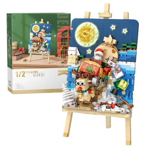 MEIEST Mini Building Blocks Christmas 3D Painting Model Set,Simulation Particle Stereograph Collection Construction Building Bricks Toy,Home Decor,14+(Sledge)
