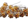 Various Beautiful Designs of Pearl/Crystals and Rhinestone Flower Hair Pins for Brides/Bridesmaids/Prom/Sweet Sixteen/Quinceanera/Weddings - Set of 20 (Gold Roses)