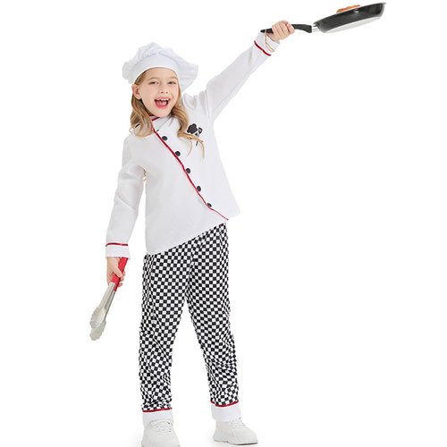 Chef Costume for Kids Toddler Chef Outfit Girls Chef Coat Pants with Chef Hat 3PCS Chef Baker Outfits Boys Chef Baker Halloween Costume Kitchen Cooking Dress Up Set Chef 2-4 Years