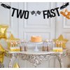 Two Fast Banner, Race Car Theme Party Decorations, 2nd Birthday Decorations, Happy 2nd Birthday Decorations for Boys, Race Car Birthday Decor Black Glitter