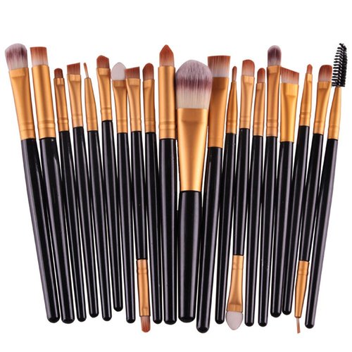 20pcs Makeup BRUSHES Kit Set Powder Foundation Eyeshadow Eyeliner Lip Brush NEW … (BLACK + GOLD)