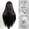 EVLYNN Black Wigs With Bangs Straight for Fashion Women 26 Inch Ombre Color Wig Heat Resistant Synthetic Fiber Hair Long Glueless Wig For Women