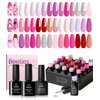 beetles Pink Gel Polish Set 20 Colors Hot Pink Alluring Sweetie Collection Nude Purple Glitter Red Uv Gel Manicure Kit with Base Glossy and Matte Top Coat Gifts for Mom