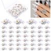 50 Pcs 3D Acrylic Flower Nail Charms Flowers Star Nail Charm for Nail Gems and Rhinestones with Pearl Beads Crystals Nail Blossom Spring Nail Supplies for DIY (White, Flower Style)