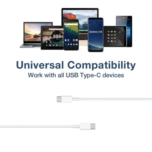 MYFON USB C to USB C Cable, Type C to Type C Cable, 2 Pack [3.3FT, 3.3FT], Fast Charging, High Speed Data Transfer, Android Phone Cable and More, Trustable (White)