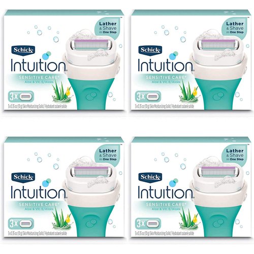 Schick Intuition Pure Nourishment Womens Razor Refills with Coconut Milk and Almond Oil, 3 Count (Pack of 4)