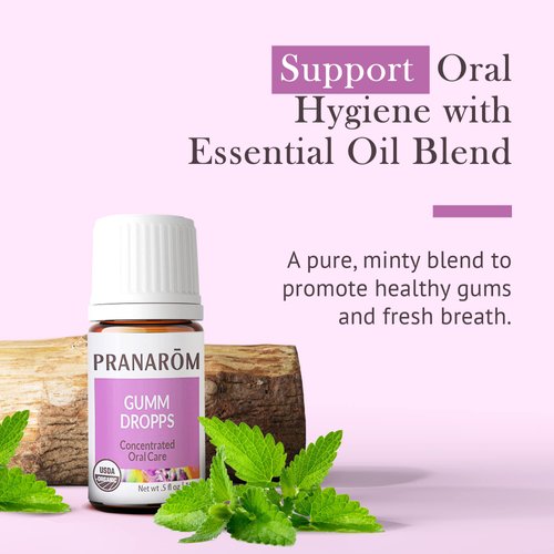 Pranarom - Gumm Dropps Essential Oil for Teeth & Gum Health, Natural Mouthwash for Oral Care, Pure & Organic Essential Oils (Peppermint, Thyme, Clove, Lemon, & Cinnamon), 5 ml