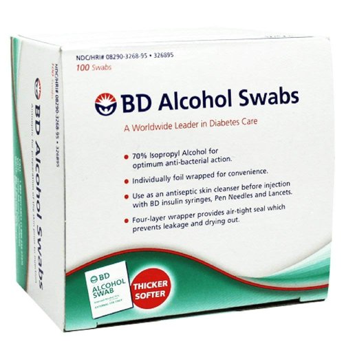 Alcohol Swabs, 100 Foil Wrap Wipes/Box
