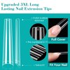 3XL NO C Curve Coffin Nail Tips for Acrylic Nails Professional, 504PCS Clear Extra Long Tapered Square Nail Tips, 12 Sizes Straight Press On Gel Nail Tips for Nail Salons Home DIY