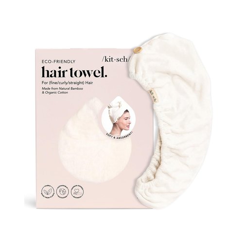 Kitsch Microfiber Hair Towel Wrap for Women - Quick Dry Towel | Microfiber Towel for Hair | Hair Drying Towel Wrap for Long Hair | Hair Towels | Hair Turban Towel for Wet Hair (White Ivory)