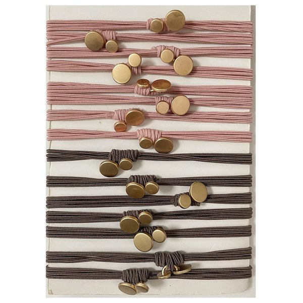 UDeBe 16PCS Thin Hair Ties, Pink Boho Hair Ties Bracelets Ponytail Holders for Women, Cute Metal Beads Ties Decorative Gray Hair Elastics