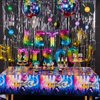 Disco Party Decorations, 70s 80s 90s Disco Party Balloons Decoration, Silver Fringe Sequin Backdrops, Disco Theme Tablecloth, Cake Topper for Bachelorette Birthday Hip Hop Party