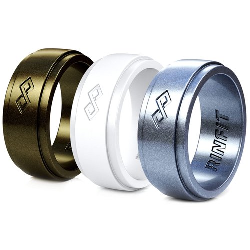 Rinfit Silicone Rings for Men - Mens Silicone Wedding Band - Infinity Silicone Ring Men - Rubber Wedding Rings - Patented Design - SetE, Size 13