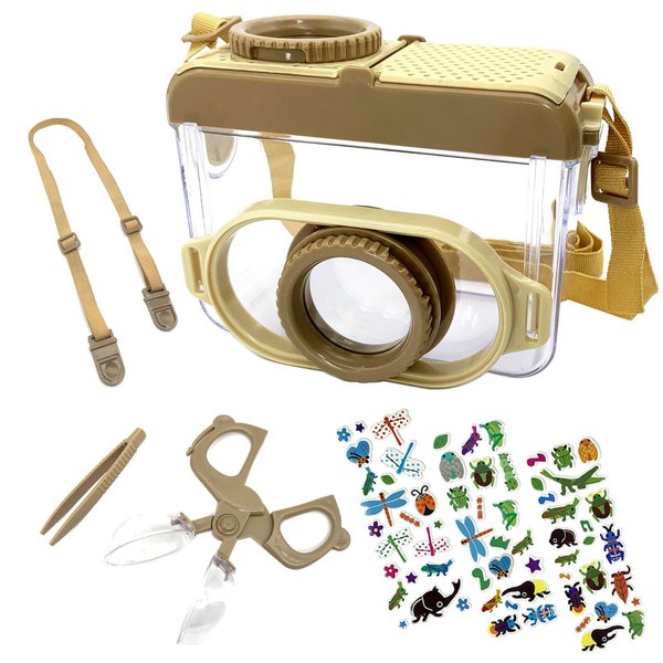 Bug Catcher Kit, Bug Collection Kit, Outdoor Nature Explorer Kit with Stickers, Tweezers, Science Educational Kit, Bug Observation Container for Boys and Girls(Gold)