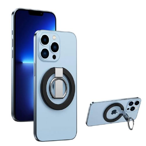Tahamus Magnetic Phone Ring Holder for Magsafe Finger Kickstand, 360° Rotation Metal Foldable Grip Car Mount Stand Compatible with iPhone 12/13/14/15 & Other Devices Use with Iron Ring