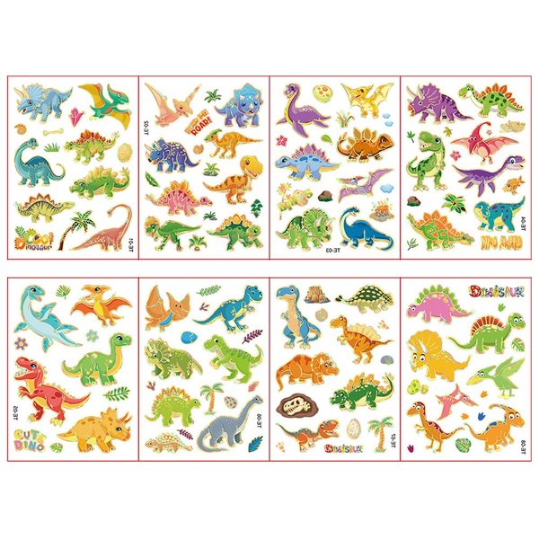 Dinosaur Temporary Tattoos for Kids - Fun and Waterproof Jurassic Laser Gold Sticker Set for Parties or Play!