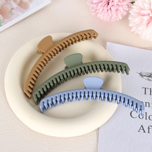 Hold Everything Hair Claw Clip for Thick and Thin Hair Big Hair Barrettes for Women and Girls Straight Wavy and Curly Hair Strong Hold Claw Clip With 52 teeth (7-Color)