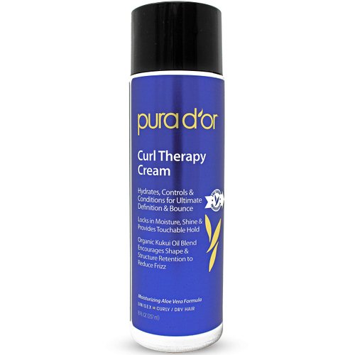 PURA D'OR Curl Therapy Leave-In Styling Cream (8oz) For Curly, Wavy or Frizzy Hair, Hydrates & Conditions, Gentle Sulfate Free Formula Infused with Natural Ingredients, Men & Women