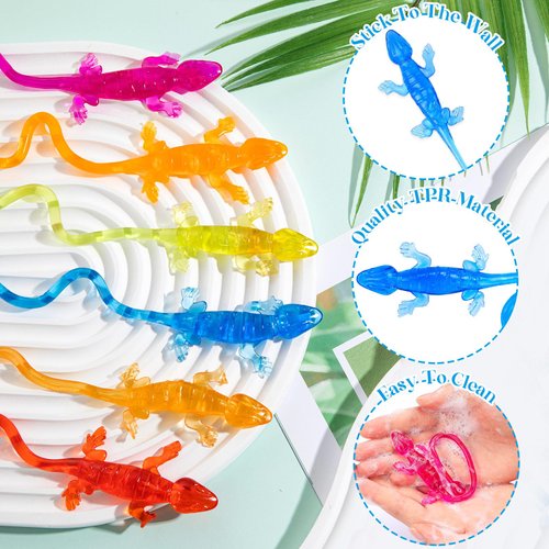 HLARTNET 26 PCS Sticky Lizards for Kids, Stretchy Sticky Lizards Toys Bulk for Reptile Party Favors, Children Lizards Gifts for Goodie Bags Stuffers Pinata Filler Students Rewards
