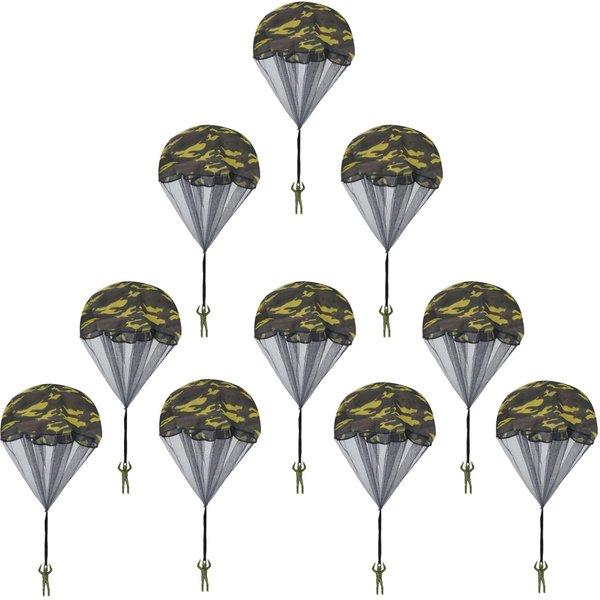 Catcan 10 Pcs Parachute Toy, Camo Parachute Men Toy Tangle Free Throwing Hand Throw Outdoor Flying Paratrooper Toy No Battery nor Assembly Required (Dark Green)