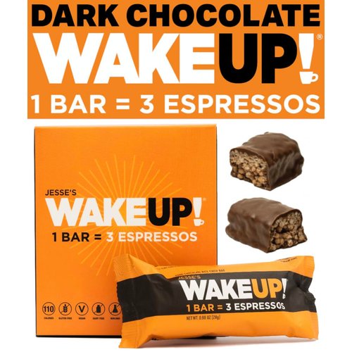 WAKE UP! Caffeinated Chocolate Protein Bars Gluten Free, Vegan Energy 250mg Plant Based Caffeine, Kosher Boost Focus (1 Bar = 3 Espressos) 6 Pack